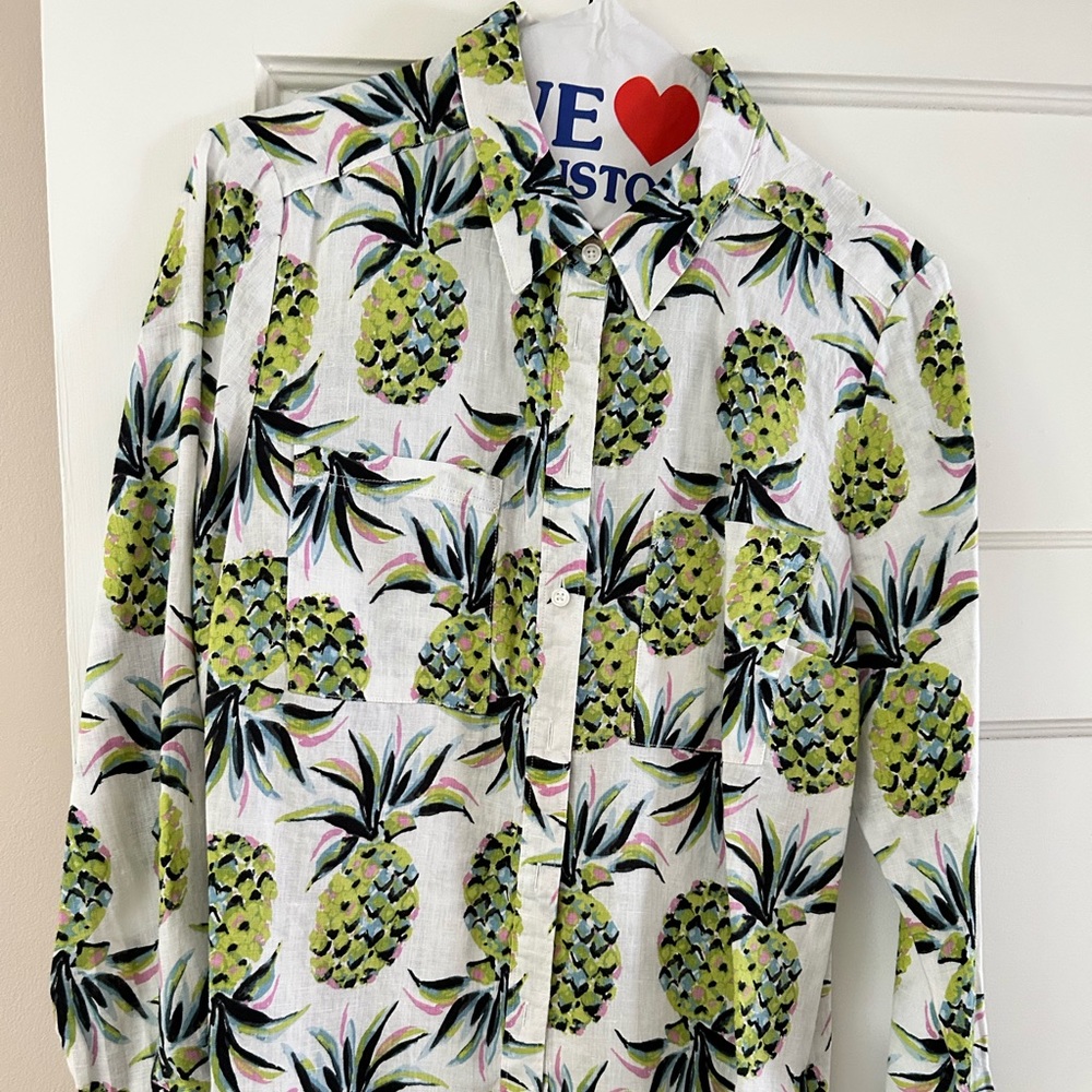 Boden yellow/black/white pineapple blouse